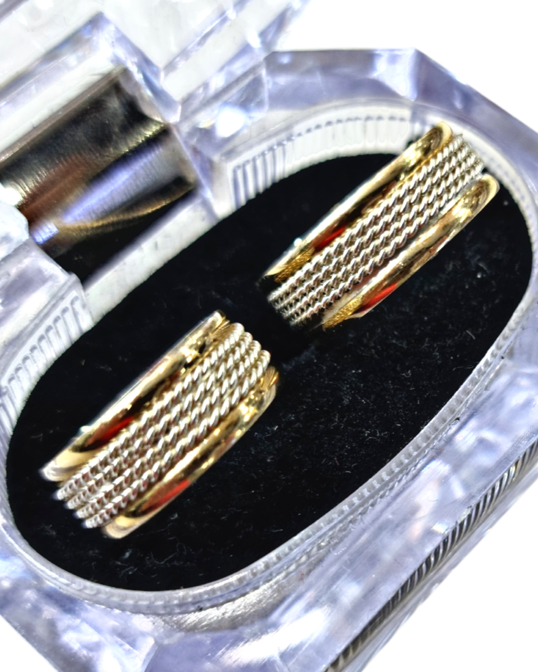 DUO DE ANILLOS CON LAMINA CON BAÑO DE ORO Y TRENZADO MINIMAL
