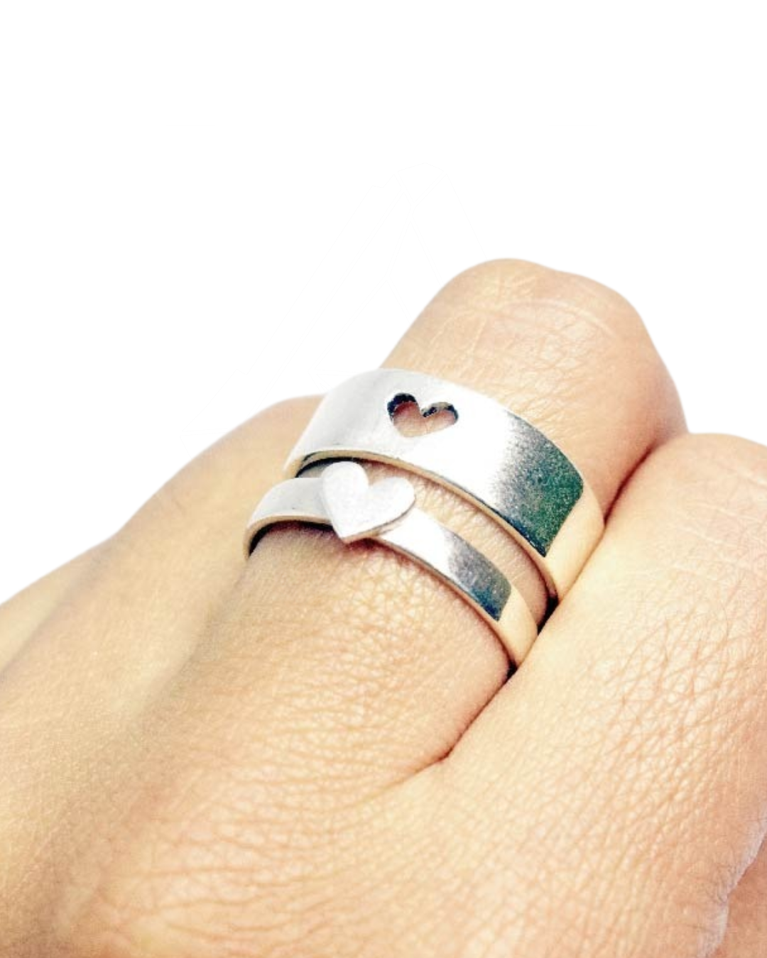 DUO DE ANILLOS CORAZON ENCAJADO