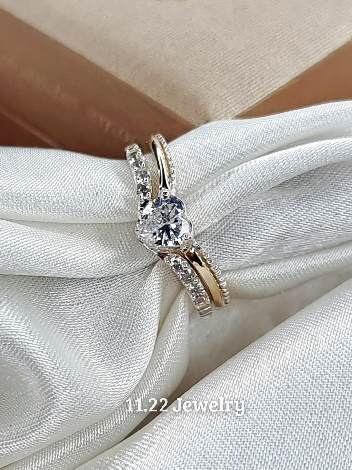 Anillo - Sortija solitario duo emsamblado