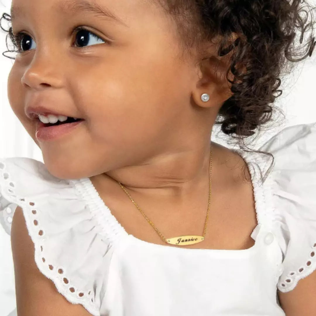Collar plaquita con nombre de bebé y niños personalizado