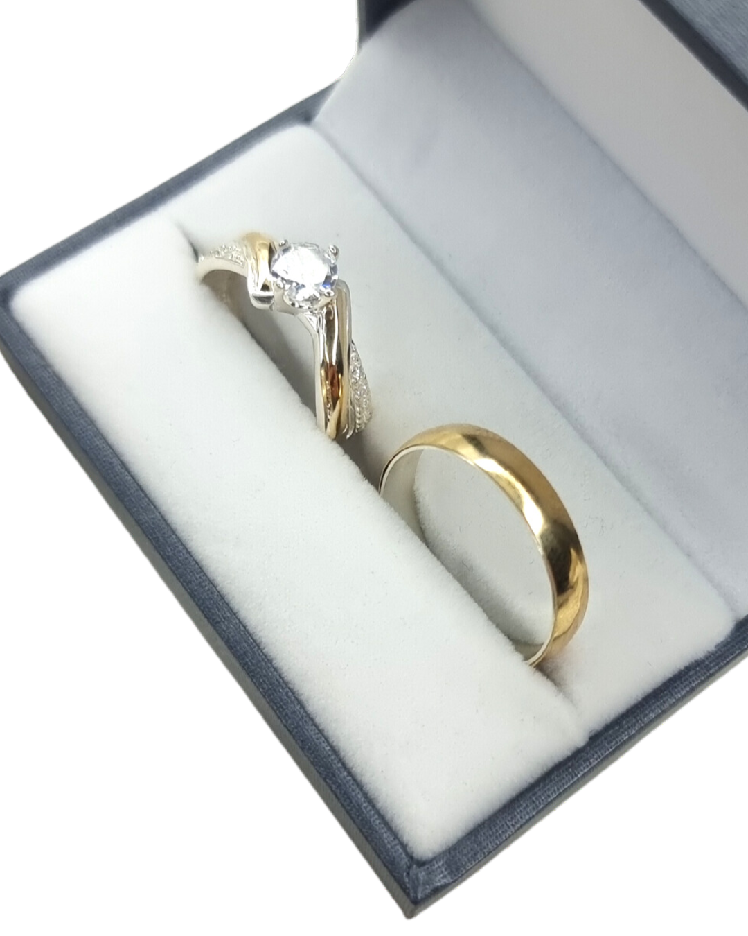 DUO DE ANILLOS CON LAMINA CON BAÑO DE ORO + ANILLO CIRCON