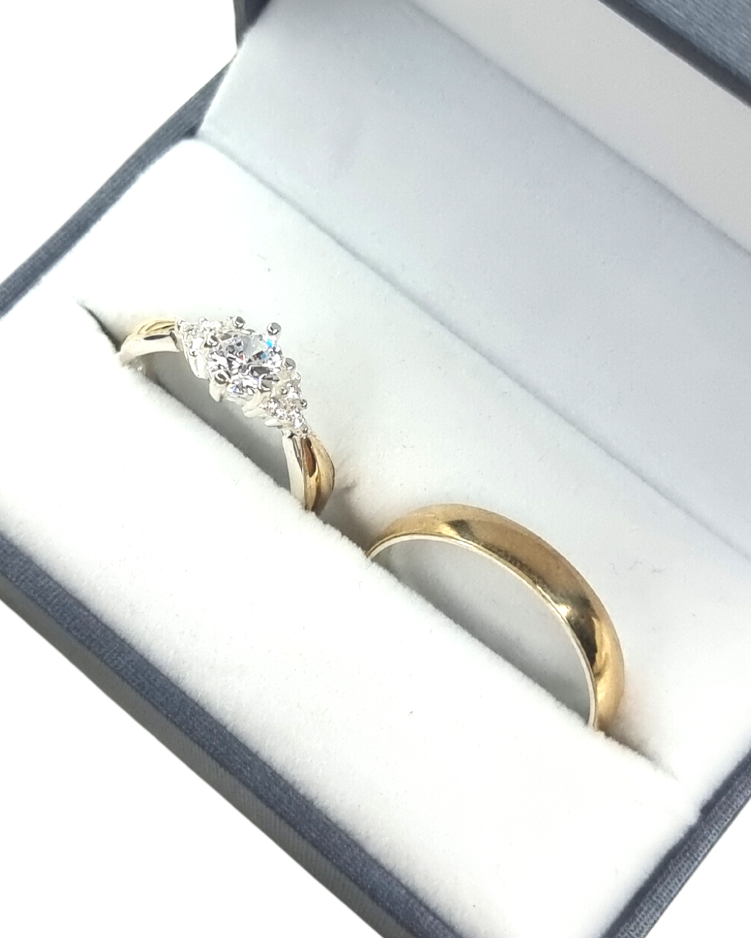 DUO DE ANILLOS CON LAMINA CON BAÑO DE ORO + ANILLO CIRCON