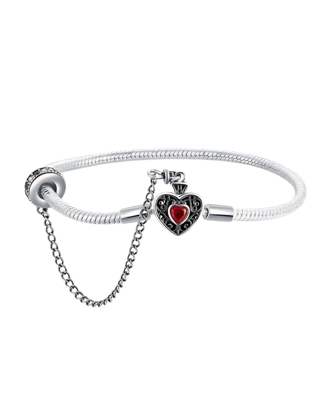 BRAZALETE DISEÑO SEMI RIGIDO CON DIJE CORAZON - PRE ORDEN