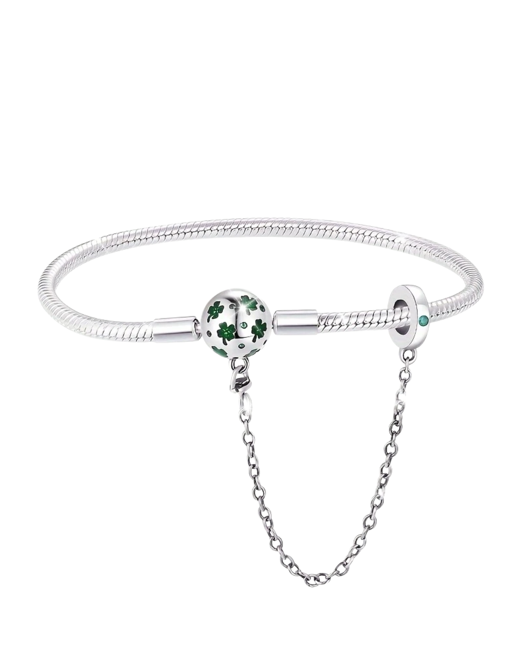 BRAZALETE DISEÑO SEMI RIGIDO CON DIJE REDONDO TREBOL - PRE ORDEN