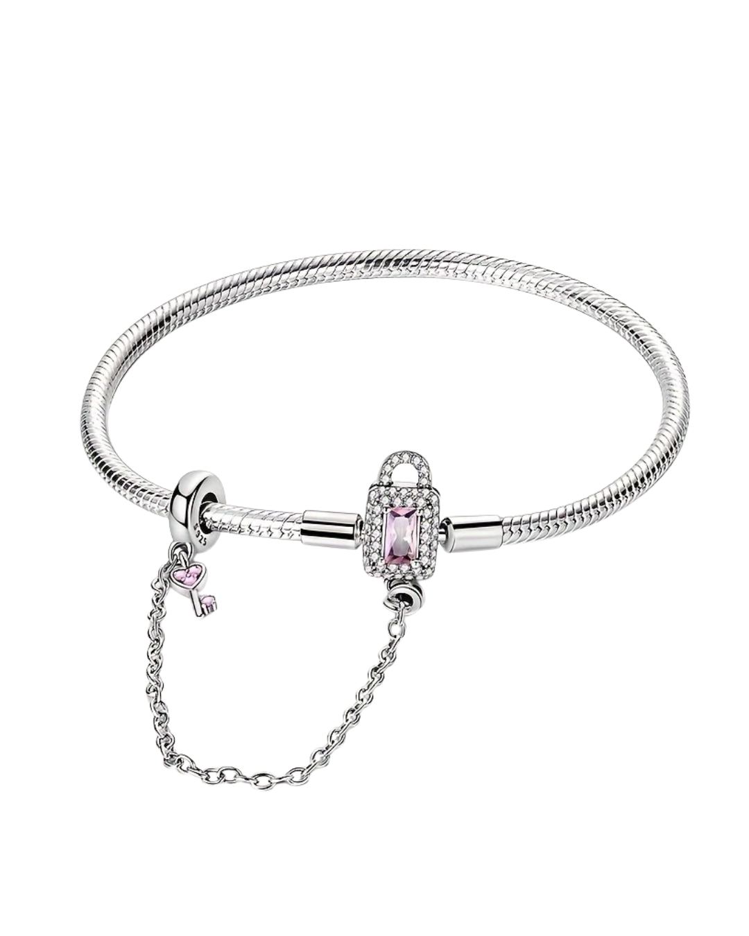 BRAZALETE DISEÑO SEMI RIGIDO CON DIJE CANDADO - PRE ORDEN