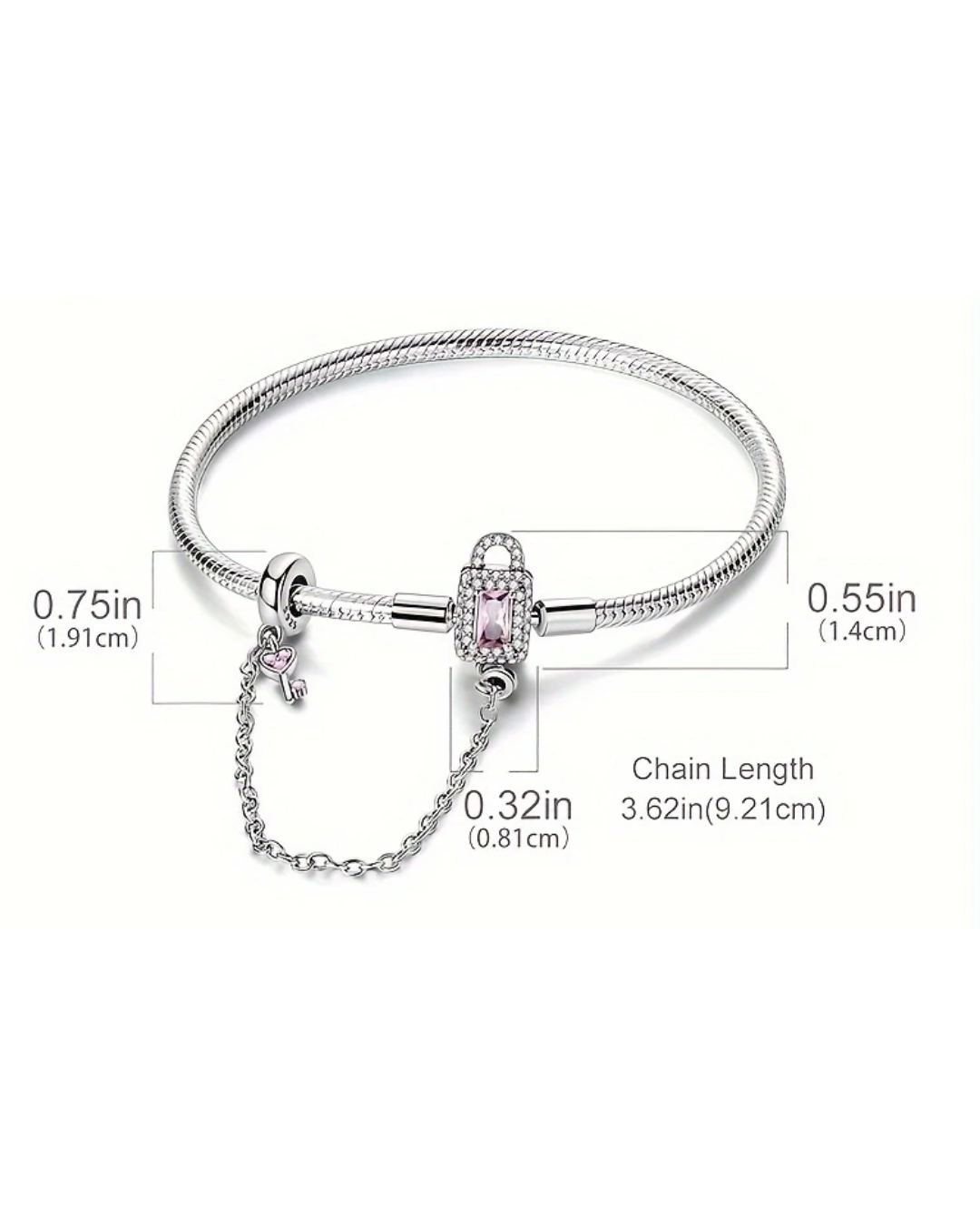 BRAZALETE DISEÑO SEMI RIGIDO CON DIJE CANDADO - PRE ORDEN