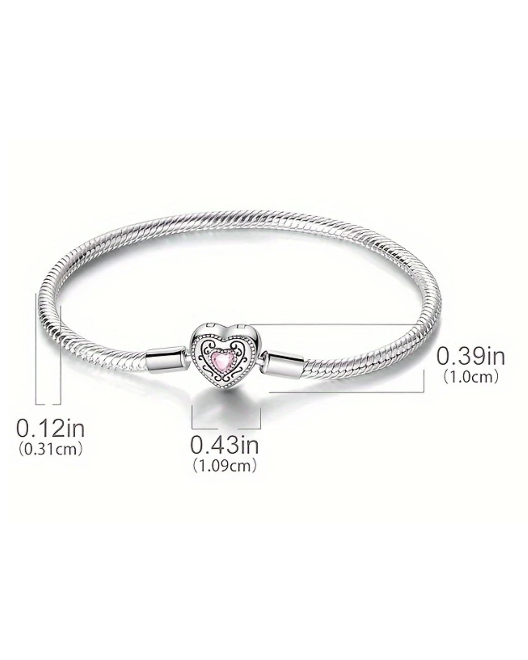 BRAZALETE DISEÑO SEMI RIGIDO CON DIJE CORAZÓN - PRE ORDEN