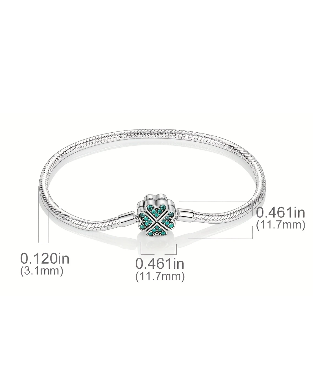 BRAZALETE DISEÑO SEMI RIGIDO CON DIJE TREBOL - PRE ORDEN