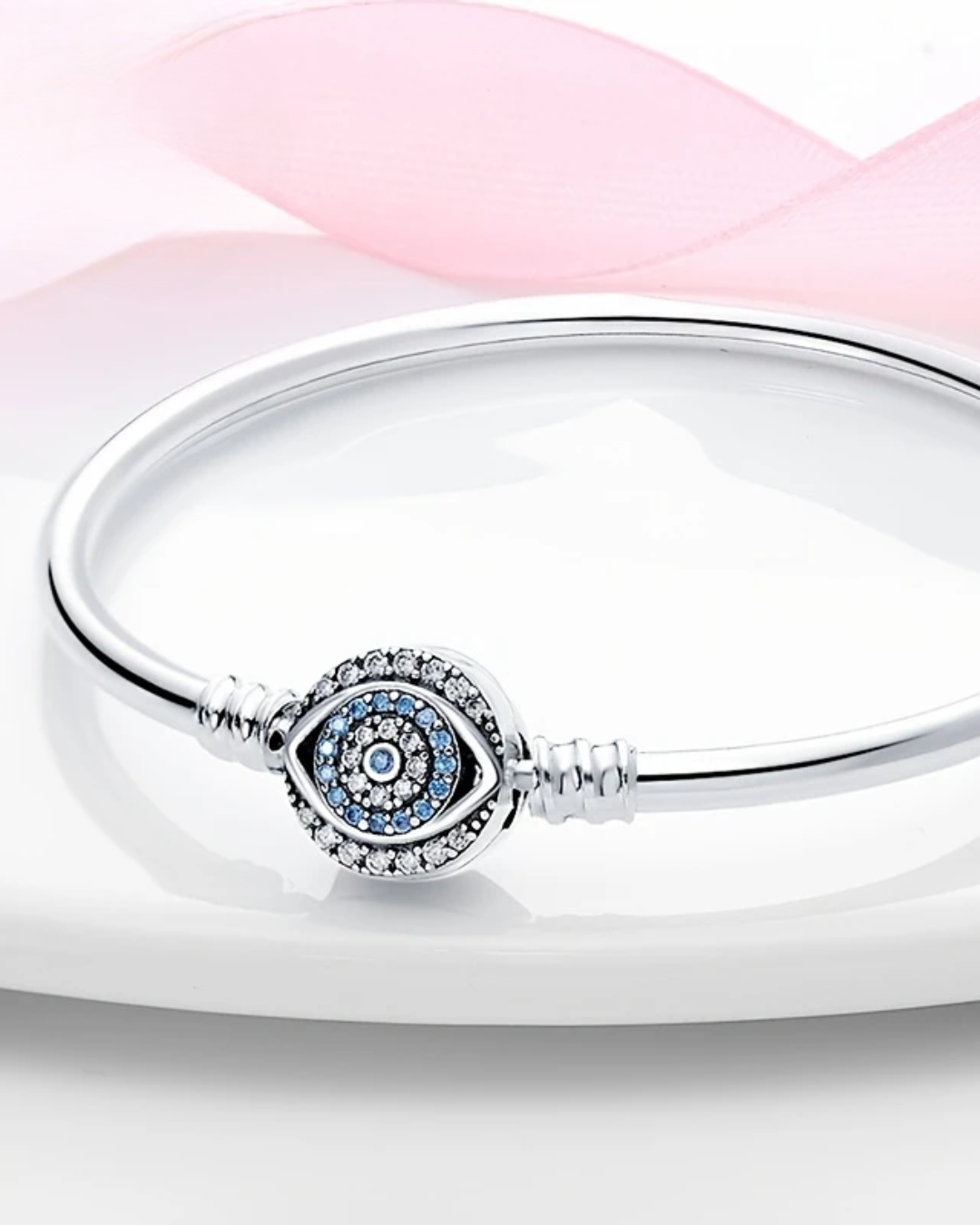 BRAZALETE DISEÑO RIGIDO CON BROCHE OJO TURCO - PRE ORDEN