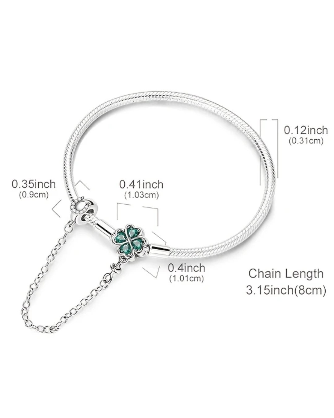 BRAZALETE DISEÑO SEMI RIGIDO CON BROCHE HERRADURA Y TREBOL - PRE ORDEN