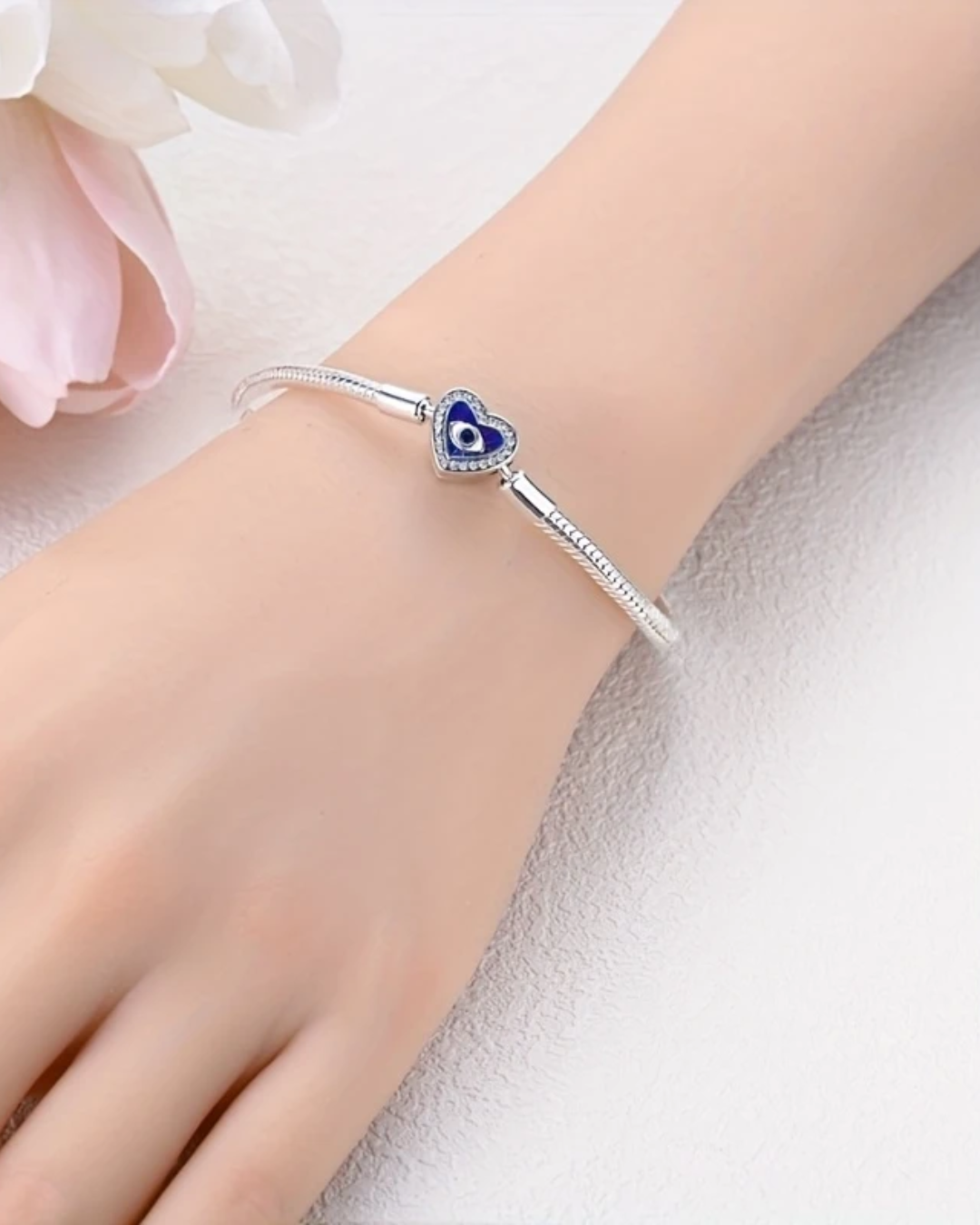 BRAZALETE DISEÑO SEMI RIGIDO CON BROCHE DE OJO TURCO - PRE ORDEN