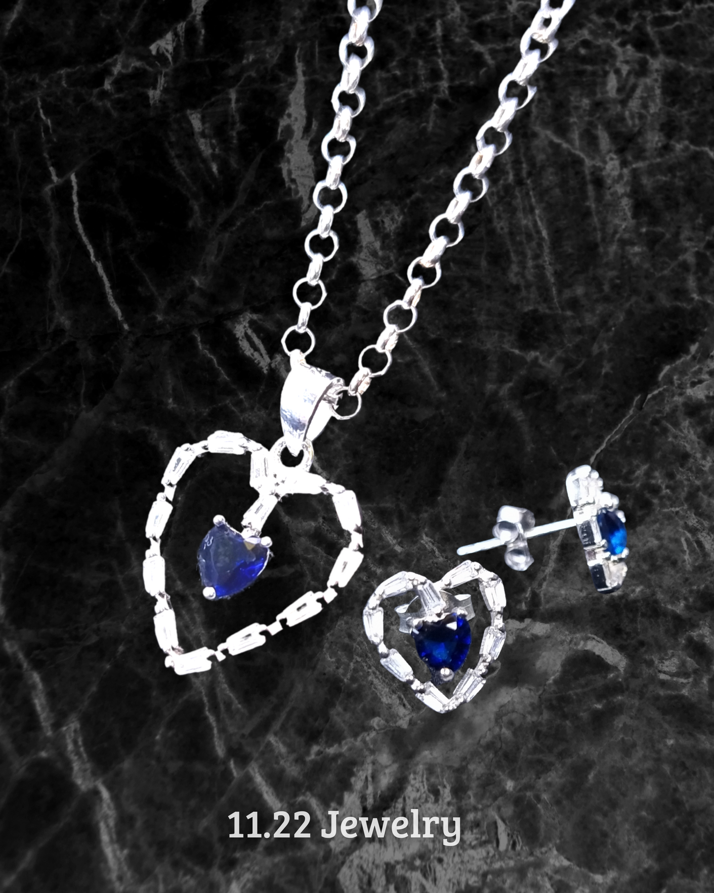 SET CORAZON CIRCON AZUL