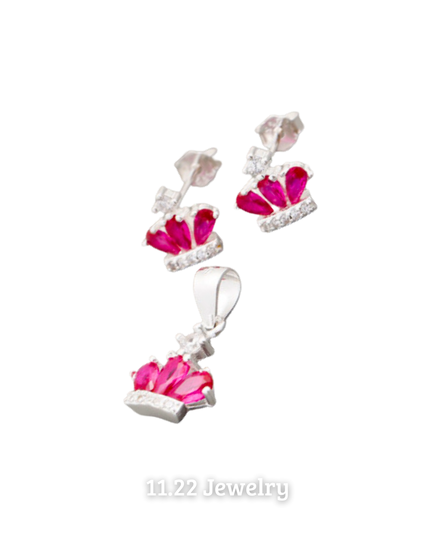 SET CORONA Y CIRCONES FUCSIAS