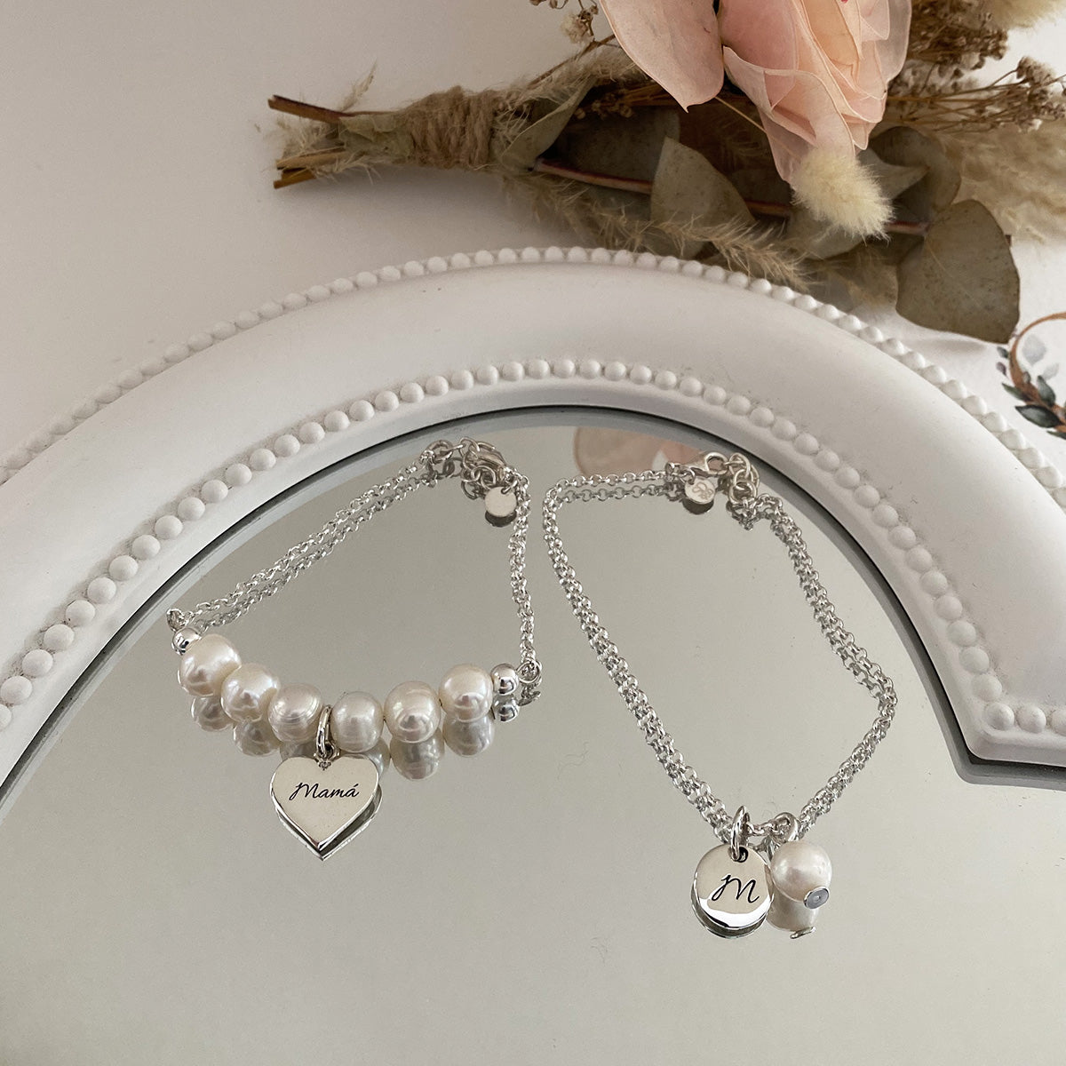 PULSERA MAMÁ E HIJA CON PERLAS