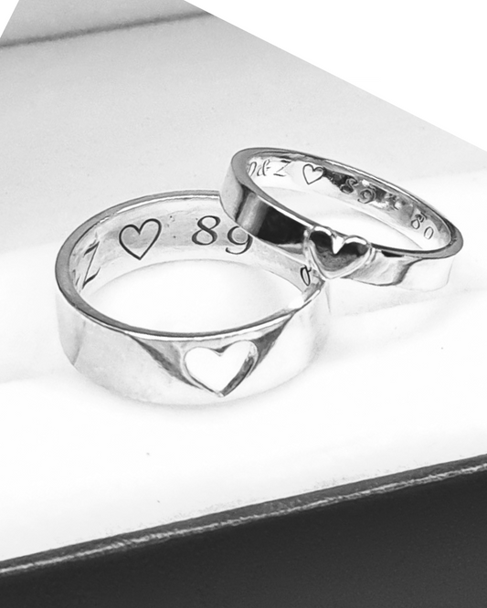 DUO DE ANILLOS CORAZON ENCAJADO
