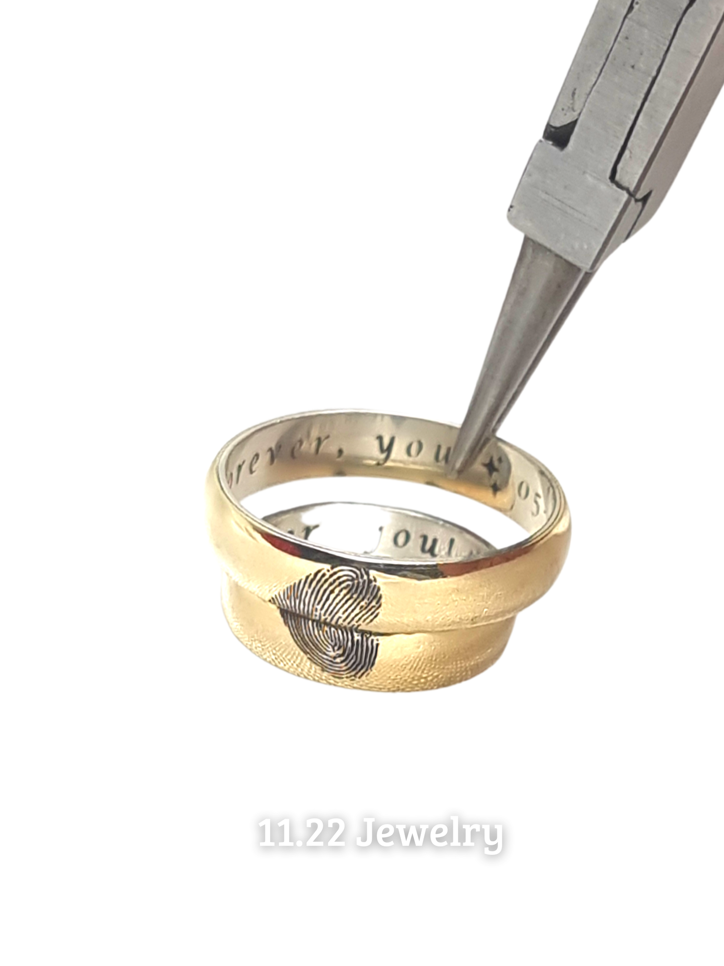 Anillos para pareja con huella + con lamina de oro