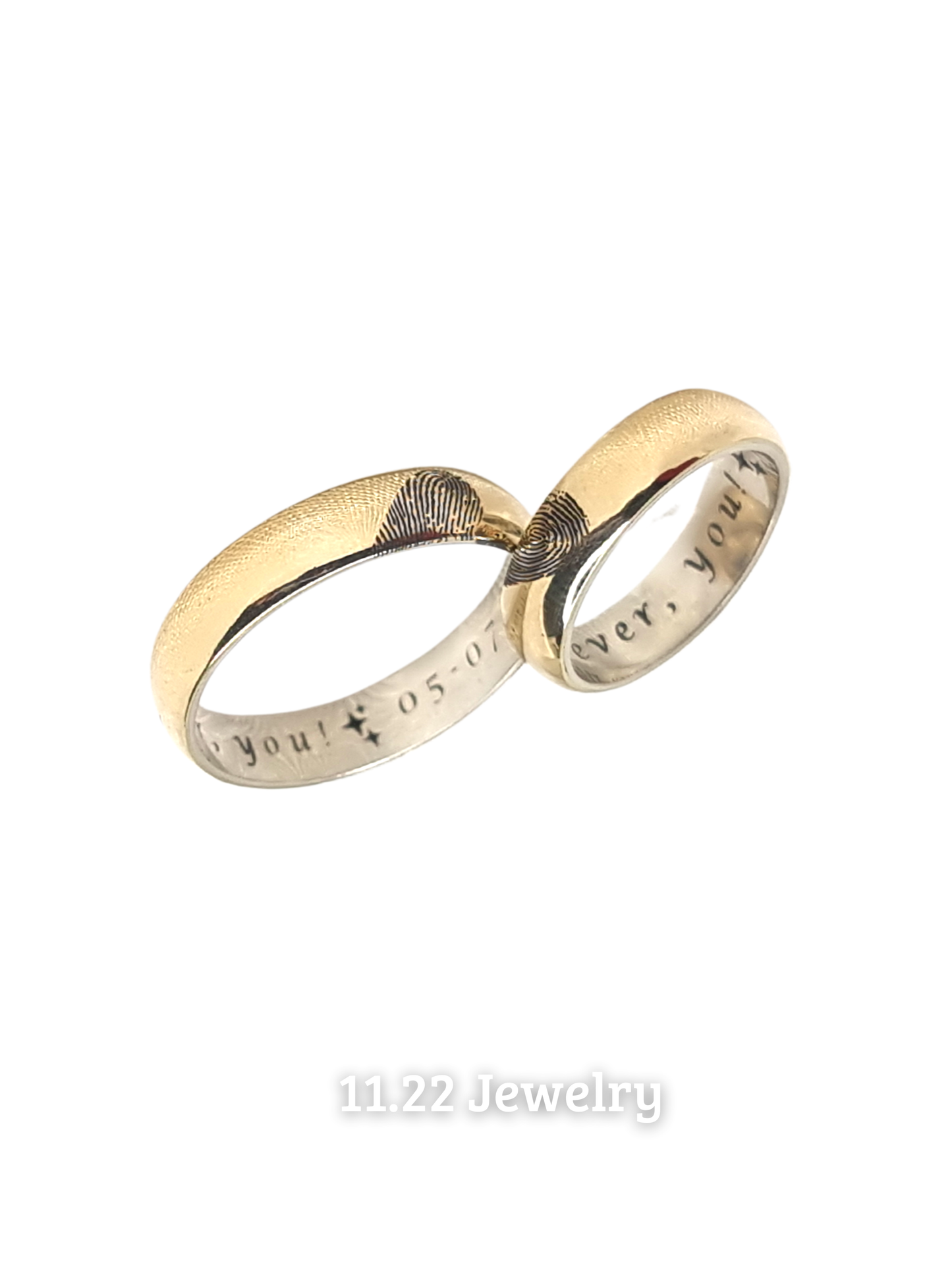 Anillos para pareja con huella + con lamina de oro