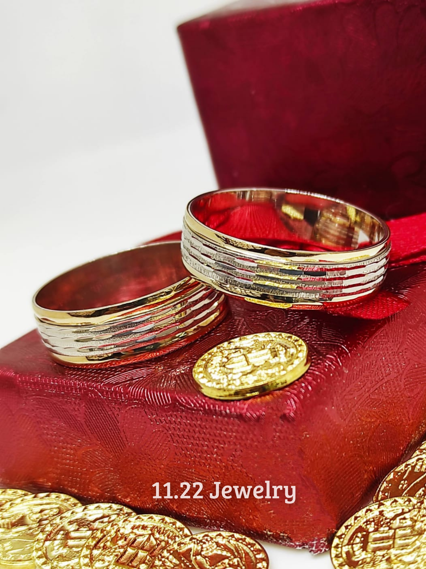 Anillos para pareja + bisel con lamina de oro