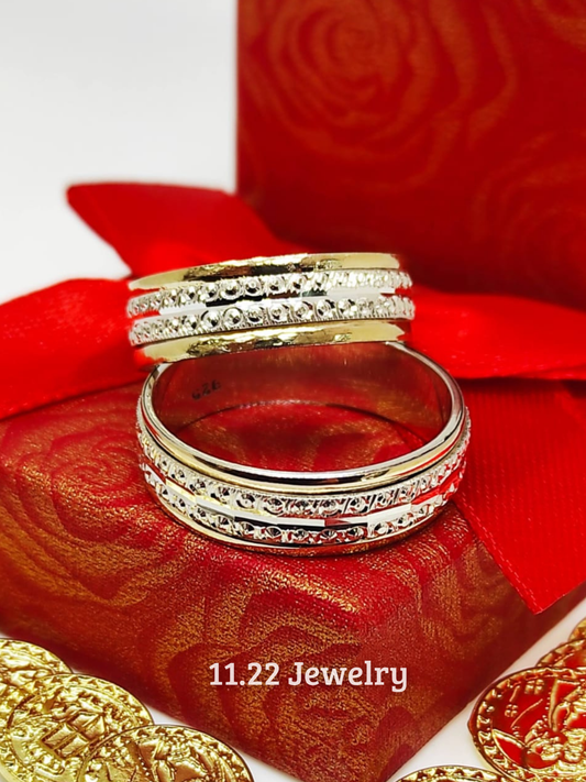 Anillos para pareja + bisel con lamina de oro