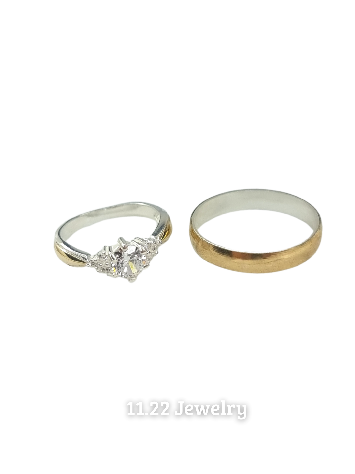 Anillos para pareja con lamina de oro + anillo con circón