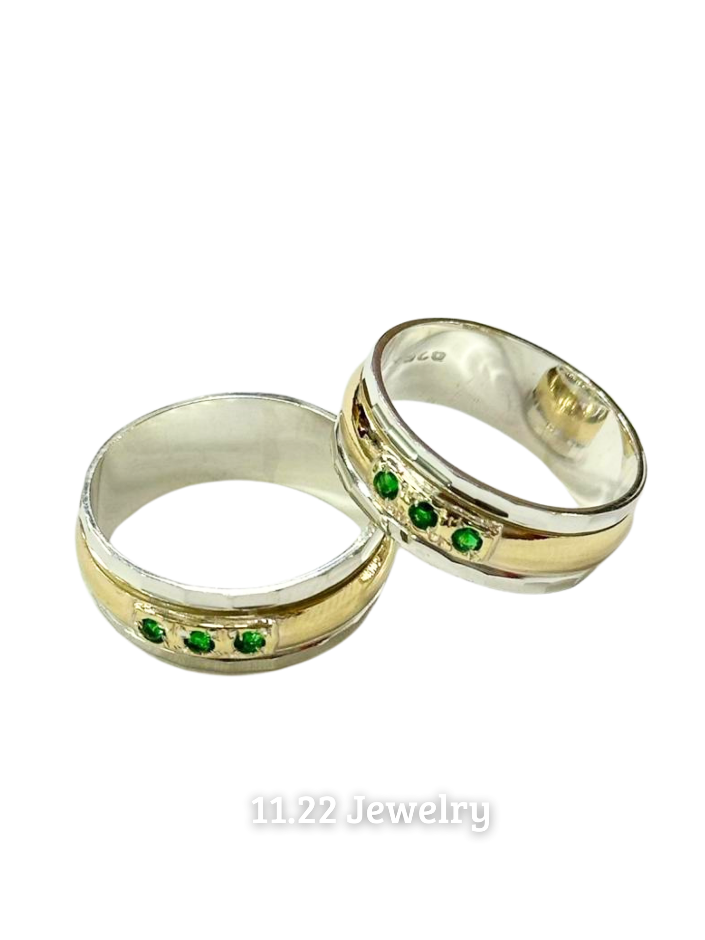 Anillos para pareja con lamina de oro y circones