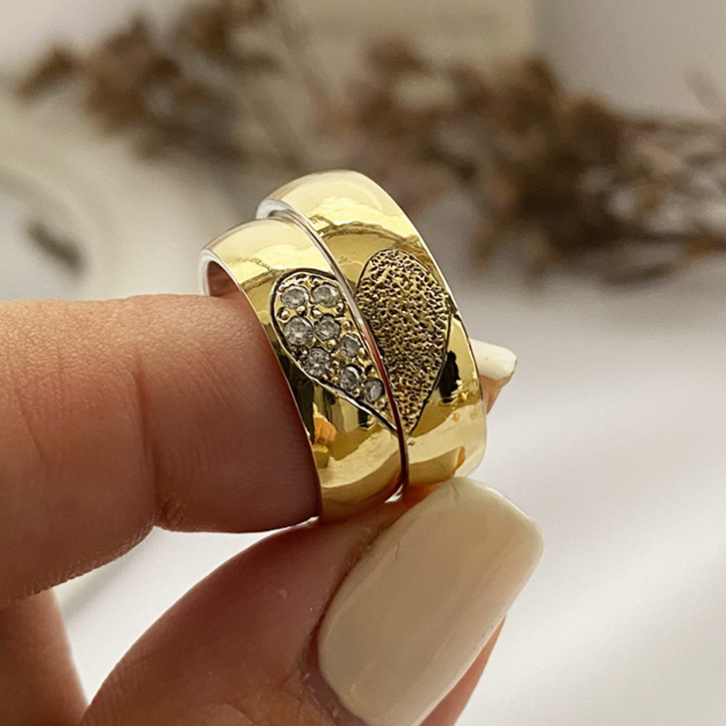 Anillos plata + lámina de oro 18k