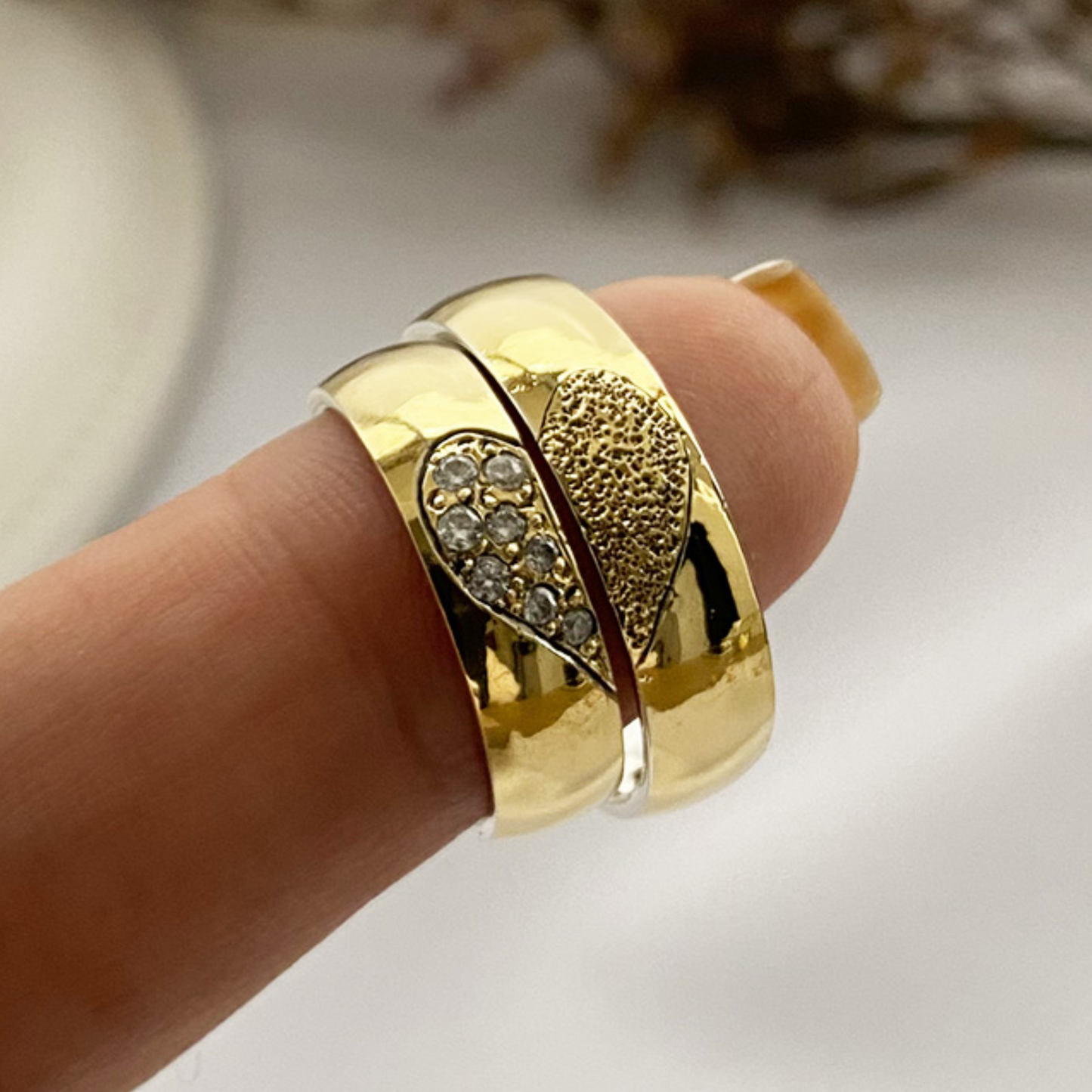 Anillos plata + lámina de oro 18k