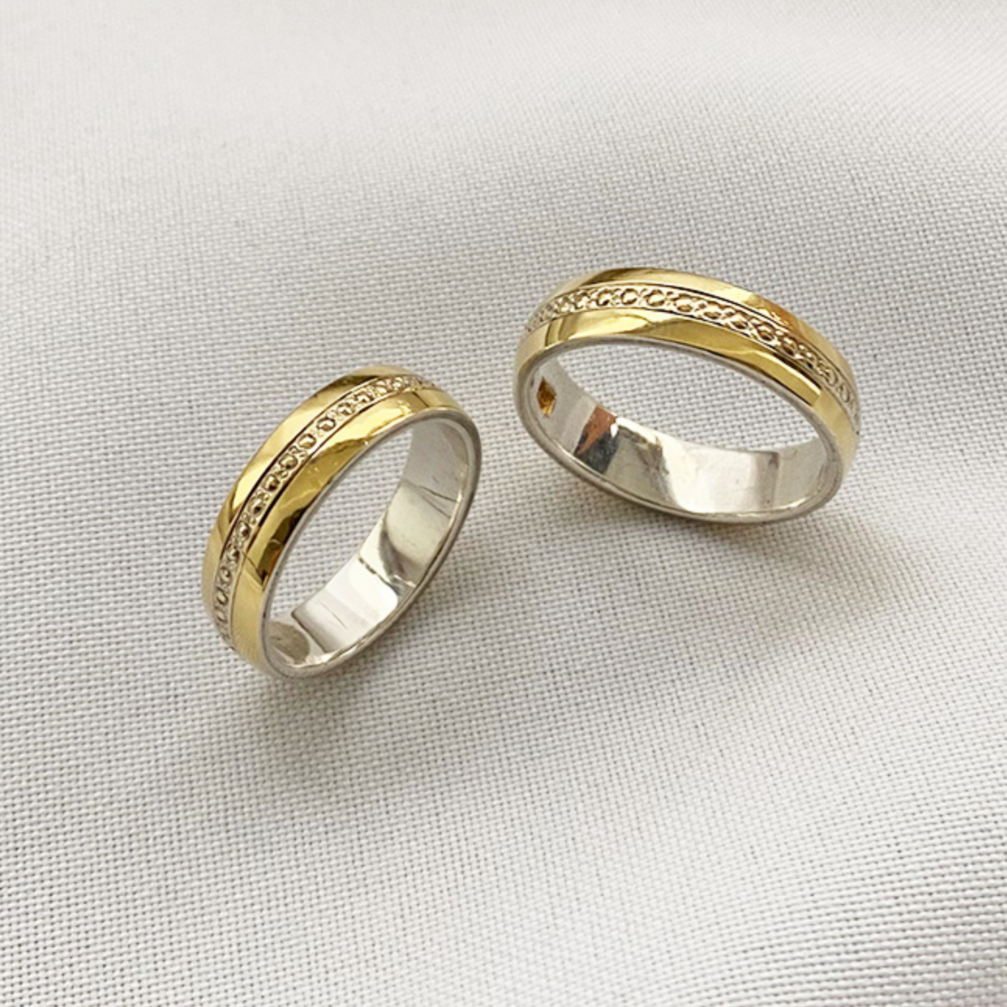 Anillos plata + lámina de oro 18k