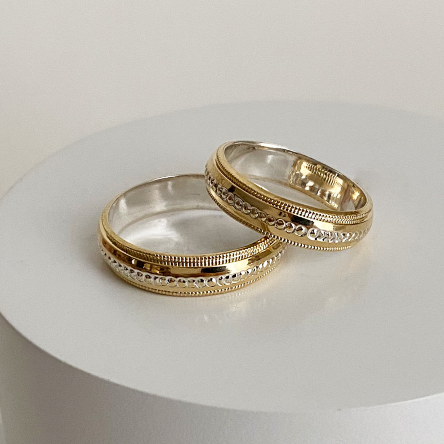 Anillos plata + lámina de oro 18k