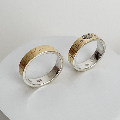 Anillos plata + lámina de oro 18k