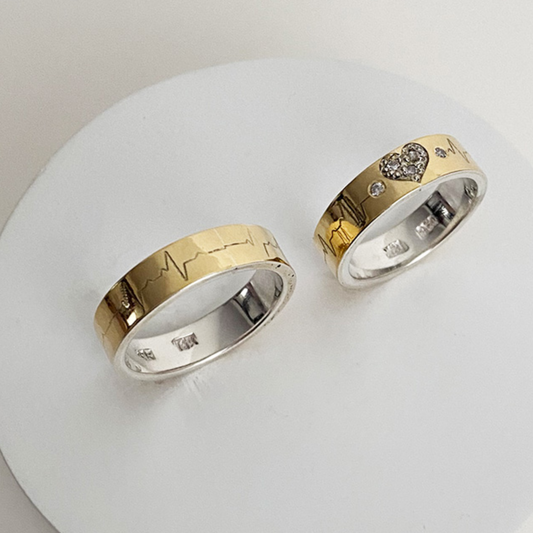 Anillos plata + lámina de oro 18k