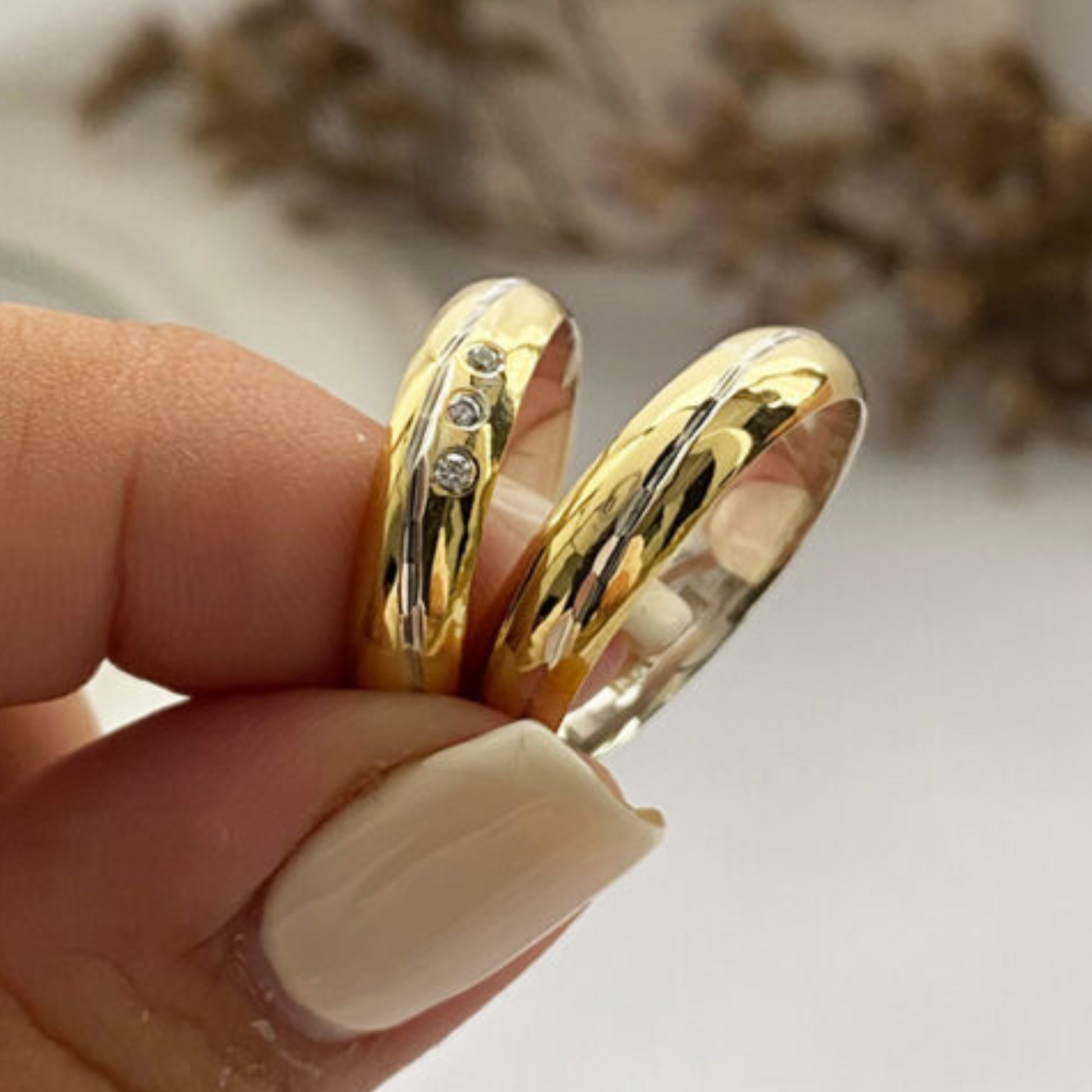 Anillos plata + lámina de oro 18k