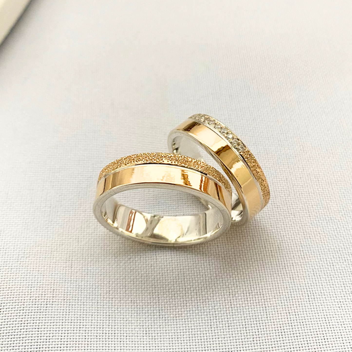 Anillos plata + lámina de oro 18k