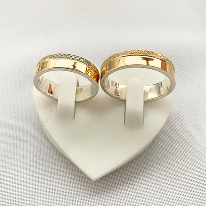 Anillos plata + lámina de oro 18k