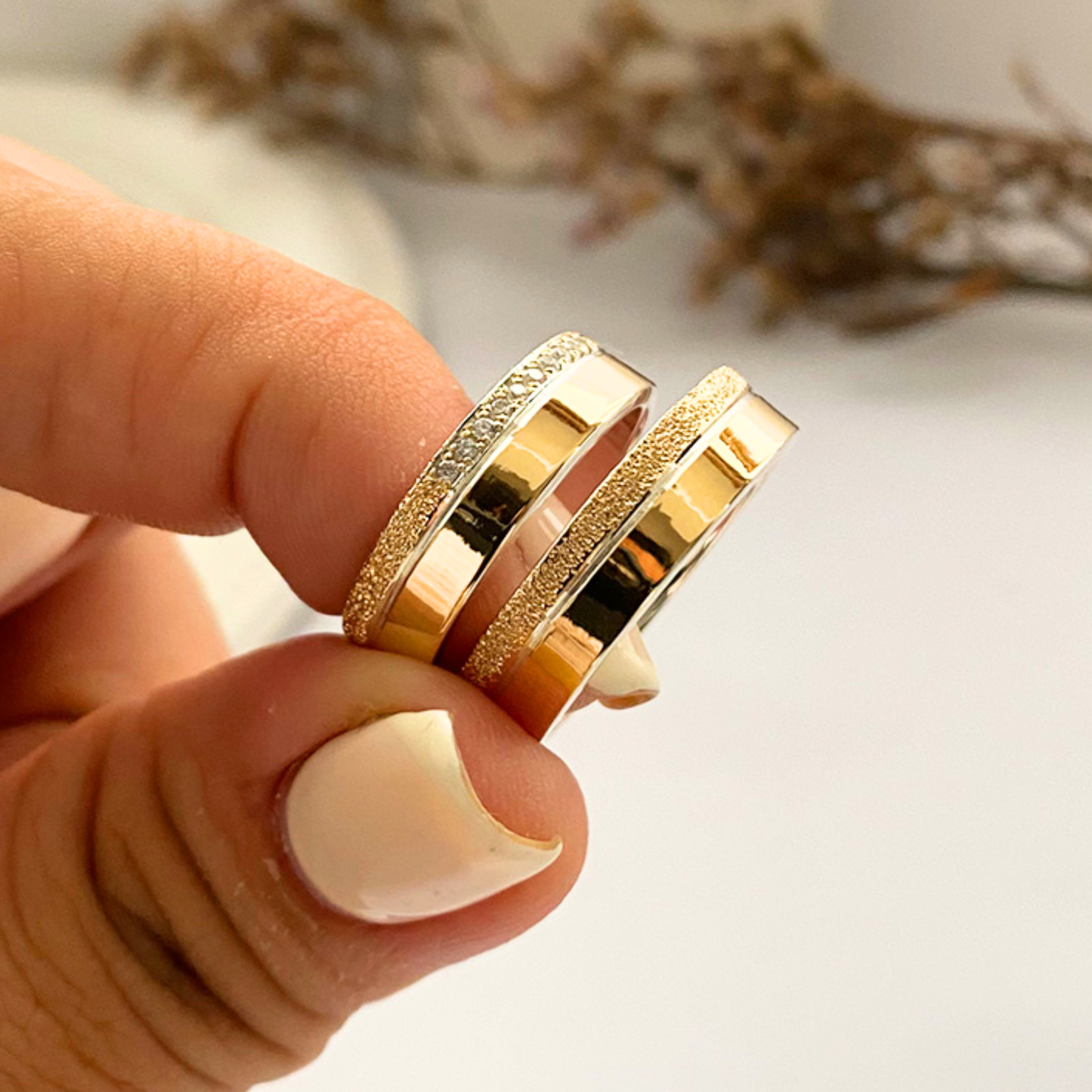 Anillos plata + lámina de oro 18k