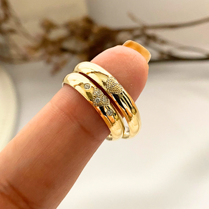 Anillos plata + lámina de oro 18k