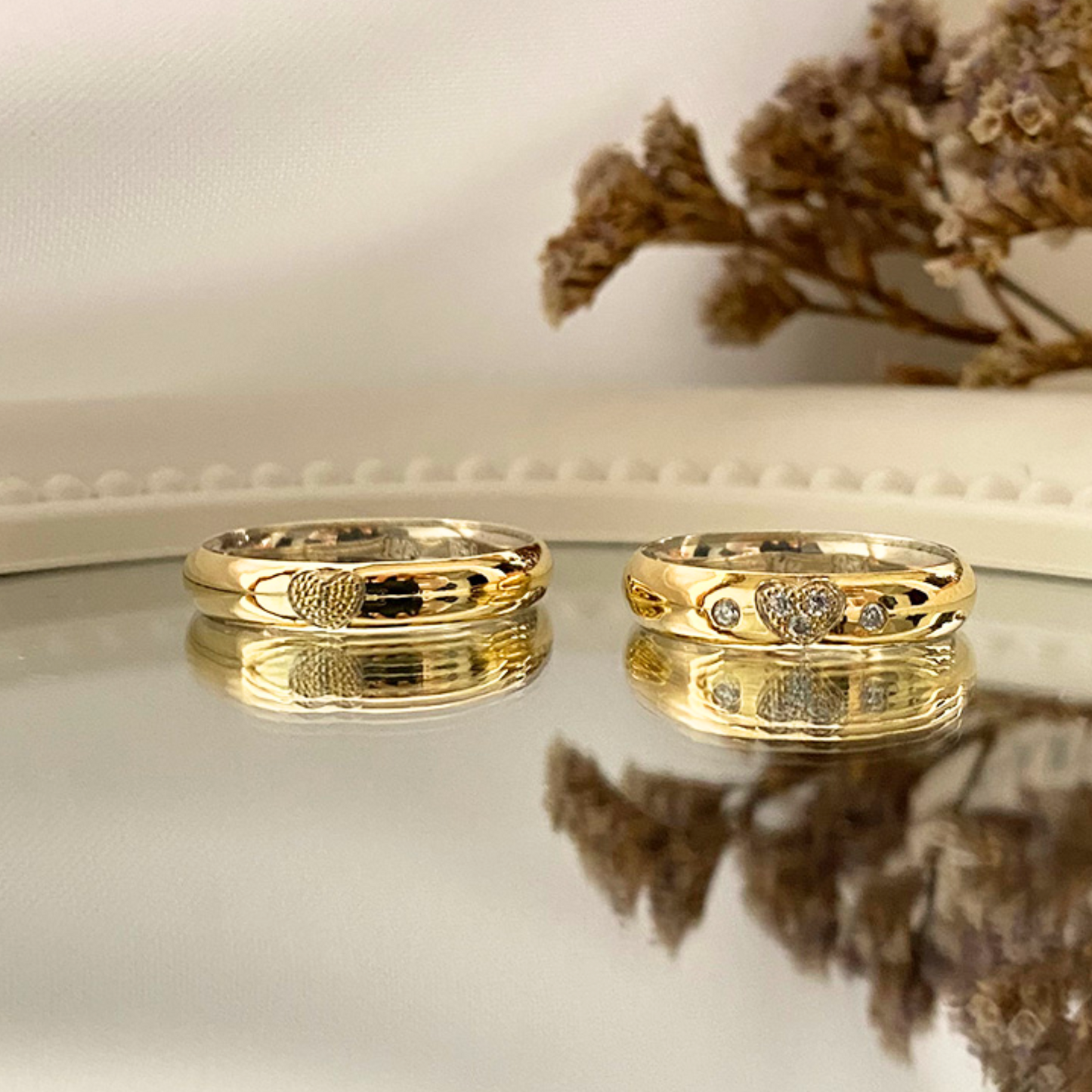 Anillos plata + lámina de oro 18k