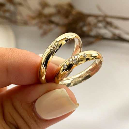 Anillos plata + lámina de oro 18k