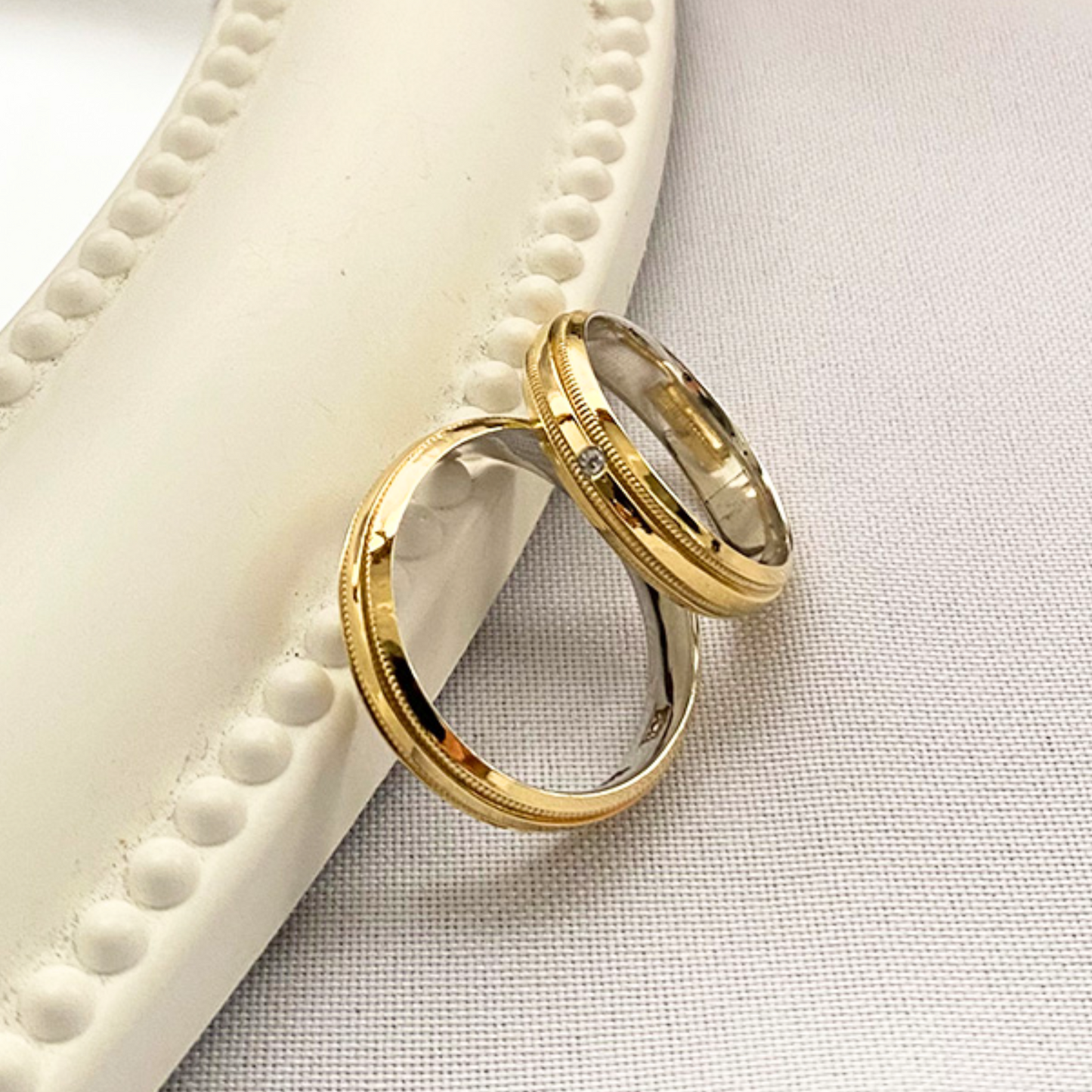 Anillos plata + lámina de oro 18k