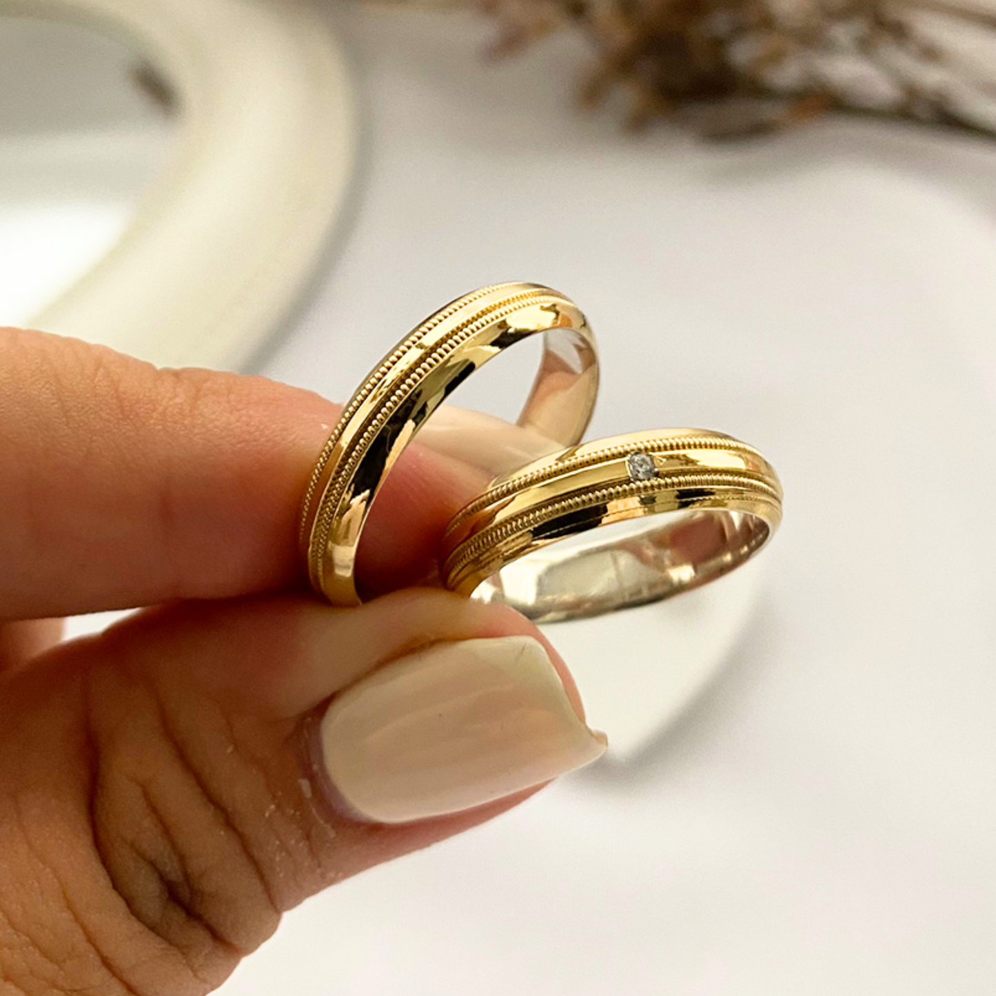 Anillos plata + lámina de oro 18k