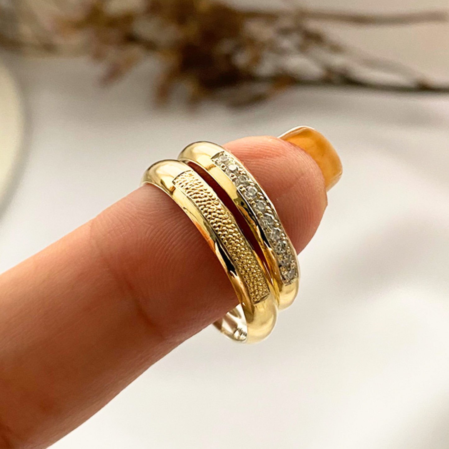 Anillos plata + lámina de oro 18k