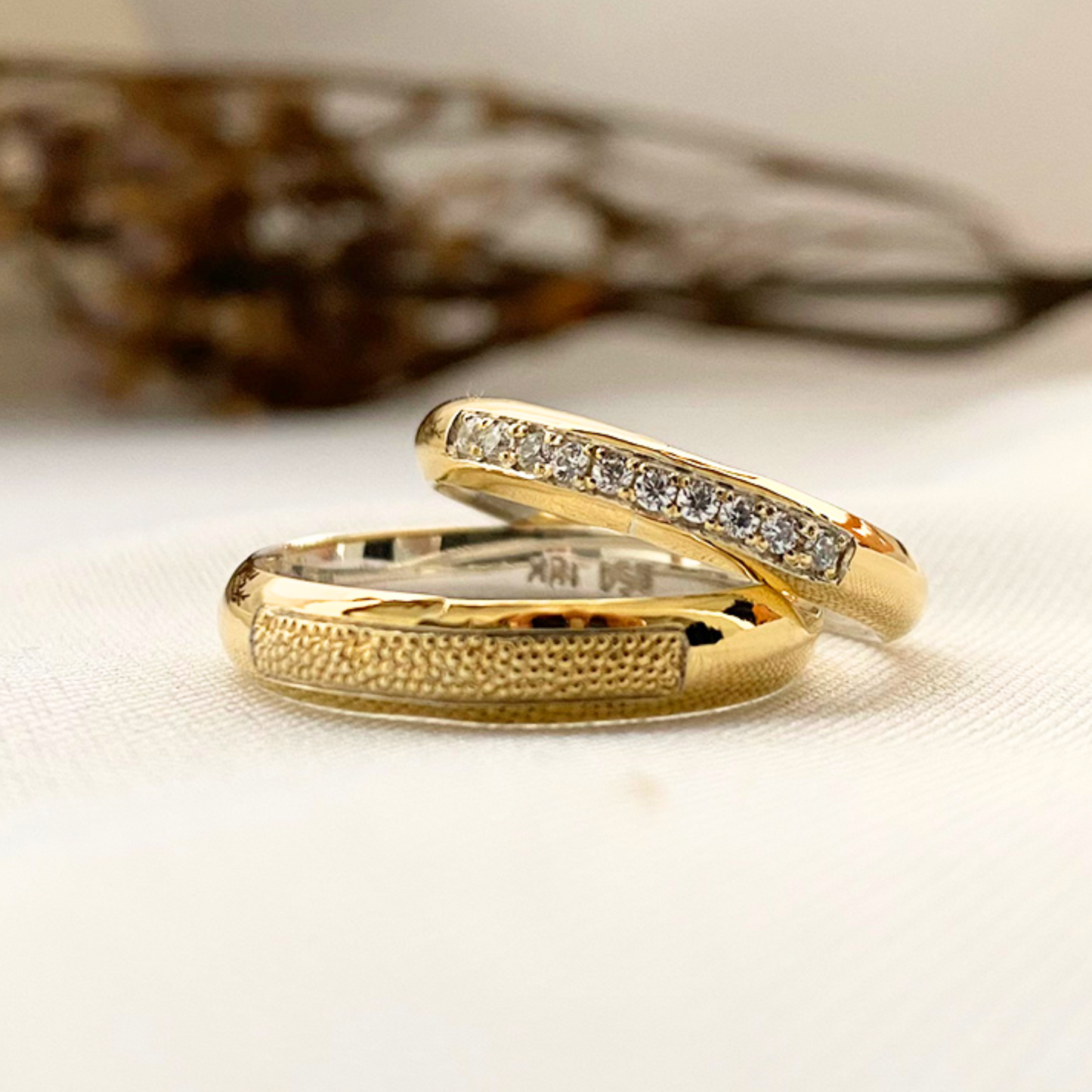 Anillos plata + lámina de oro 18k