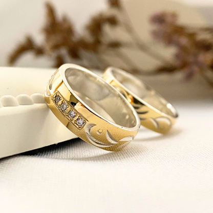 Anillos plata + lámina de oro 18k