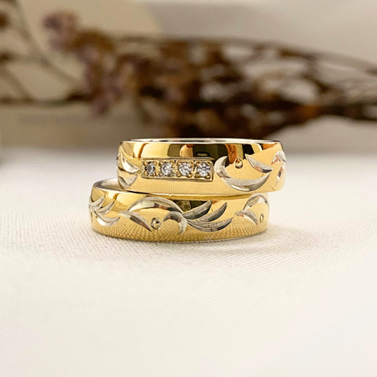 Anillos plata + lámina de oro 18k