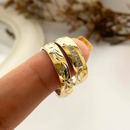 Anillos plata + lámina de oro 18k