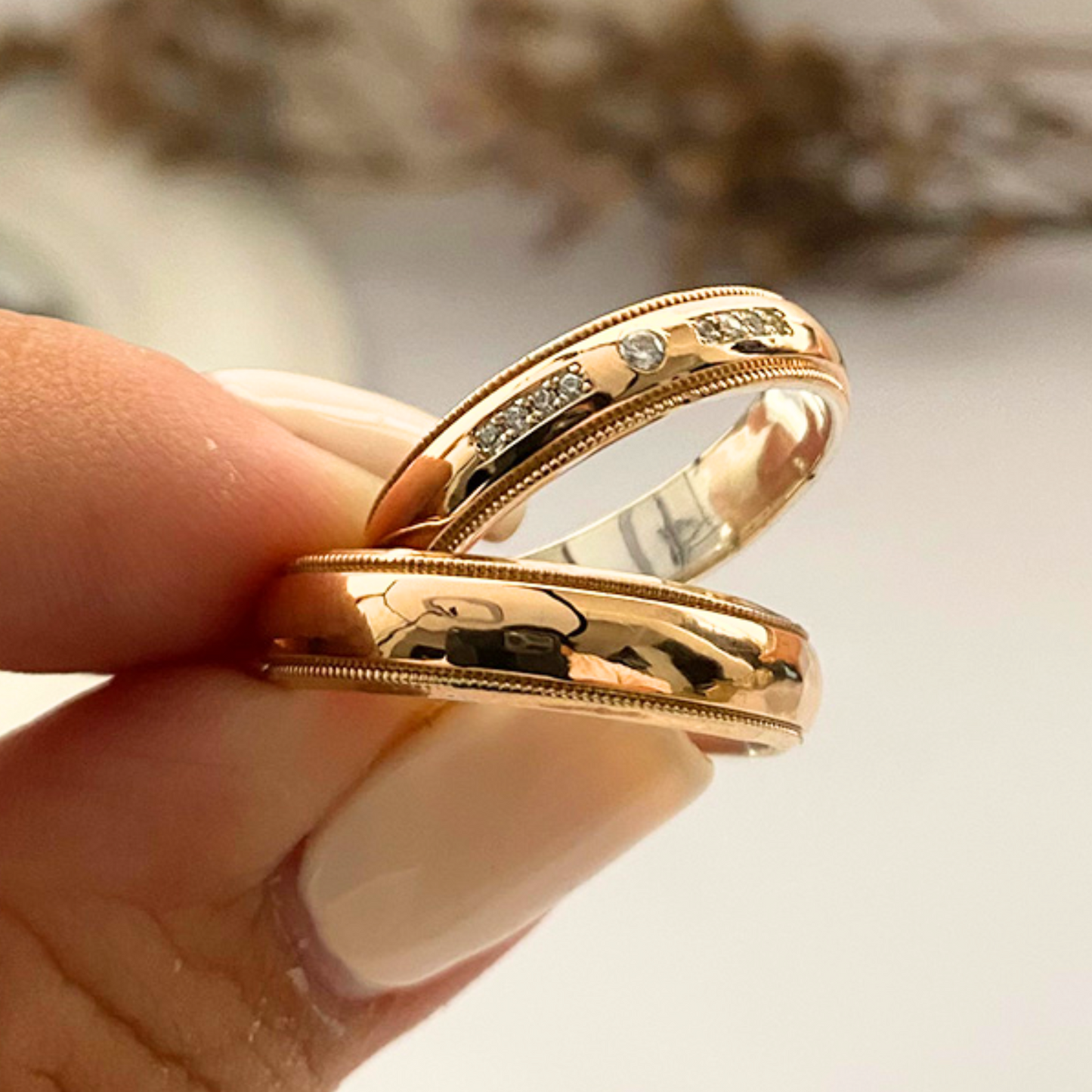 Anillos plata + lámina de oro 18k