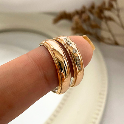 Anillos plata + lámina de oro 18k