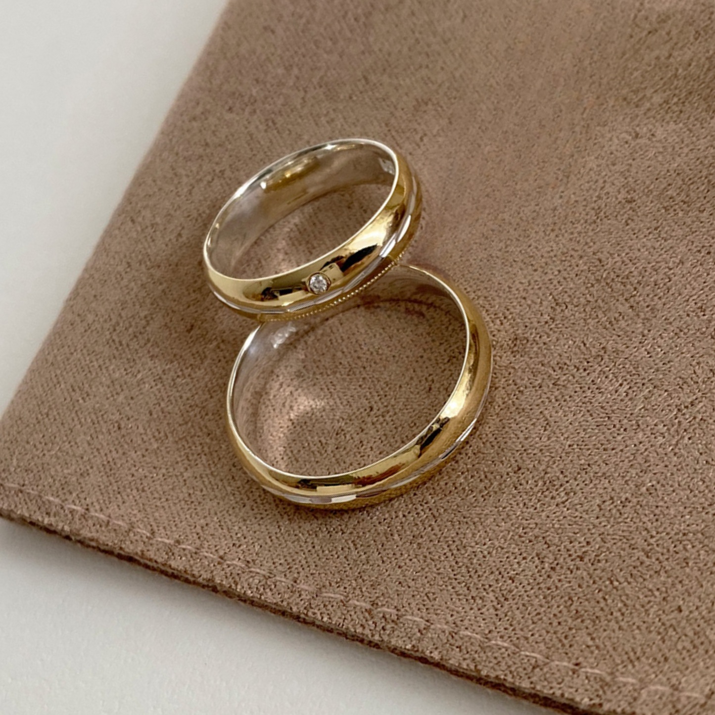 Anillos plata + lámina de oro 18k