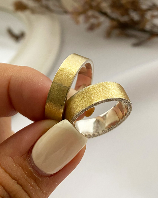 Anillos plata + lámina de oro 18k