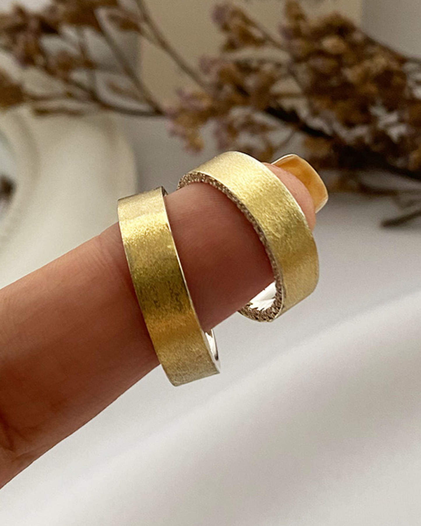 Anillos plata + lámina de oro 18k